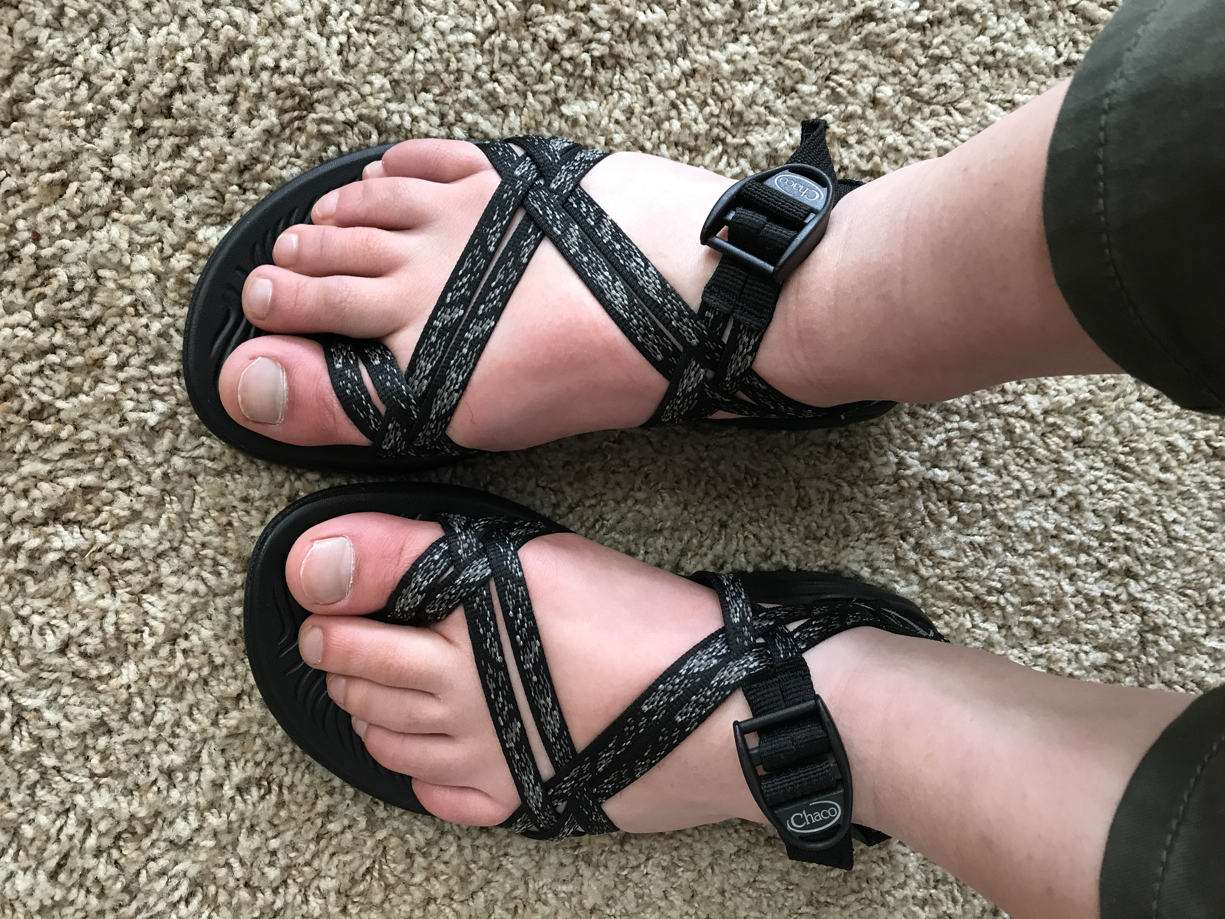 chacos on feet